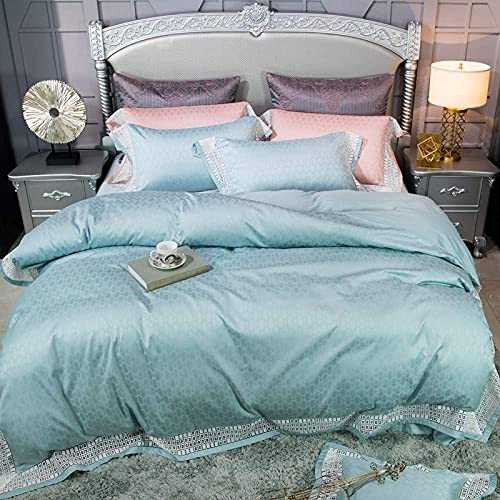 HJRBM 4pcs red Blue Pink Jacquard Bedding Sets Duvet Cover Set 100% Cotton Fabric Luxury bedlinen,3,Queen Size (2 Queen)
