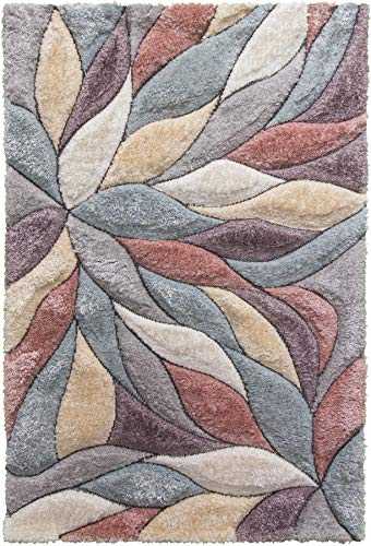 SrS Rugs® Passion Collection, Muted Tones, 3D Shaggy Rug for Living Room, Bedroom with 50mm Deep Textured Soft Pile. 3 Designs, 3 Sizes (Floral, 200 x 300 cm)