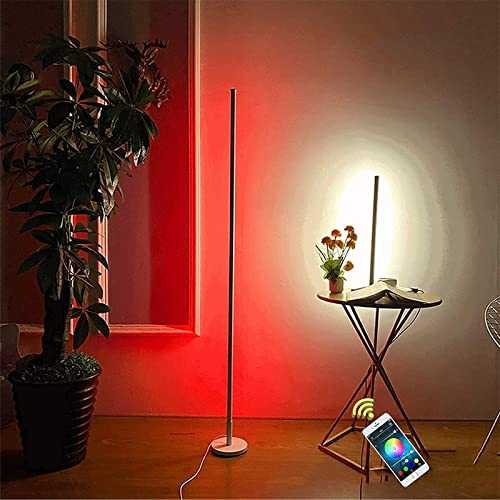 WREEE Floor Lights Floor Lamp RGB Led Dimmable Floor Light WiFi Smart Uplighter,24W Standing Floor Light with Foot Switch,Touch Control Lamp Light for Living Rooms,White