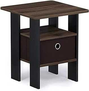Furinno Andrey End Table, Side Table, Nightstand with Bin Drawer, Columbia Walnut/Dark Brown, 1-Pack
