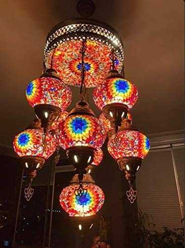 Sudamlasi-Turkish Moroccan Mosaic Ceiling, Mosaic Lamp, Hanging Pendant Chandelier, Light, Lighting, Home Decor, Turkish Ligh