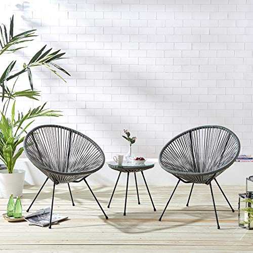 Cherry Tree Furniture Konya 2 Seater String Rattan Bistro Table and Chairs Set Garden Furniture Set (Grey)