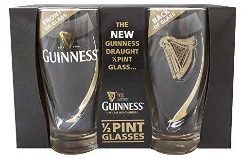 Guinness Half Pint Beer Glasses 2 Pack Set with Harp Design | Irish Beer Souvenir Home Kitchen Bar Decoration Gifts