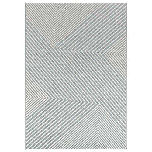 Muse Modern Abstract Geometric Arch Cross Stripes Woven Soft Rug in Blue, Cream, Pink and Yellow (Cross Blue, 200x290cm (6'7"x9'6"))