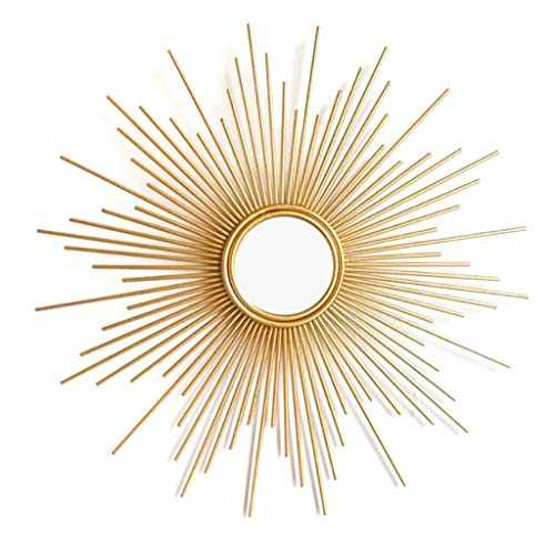 Mirror- Decorative Wall Hanging Mirror in Sunburst Shape, Brushed Gold Sunburst Round Wall Mirror, for the Living Room, Bathroom, Bedroom, and Entryway JING (Size : 80cm)