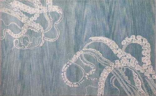 New 244 x 305cm Octopus Sea Blue Traditional Oriental Handmade Wool Rug & Carpet