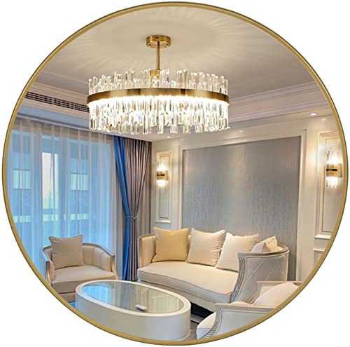Modern Style Circle Hanging Mirror, Decorative Metal Frame Round Wall Mirror for Home Bedroom, Bathroom, Washroom, Living Room, Entryways (Gold, 31.5)