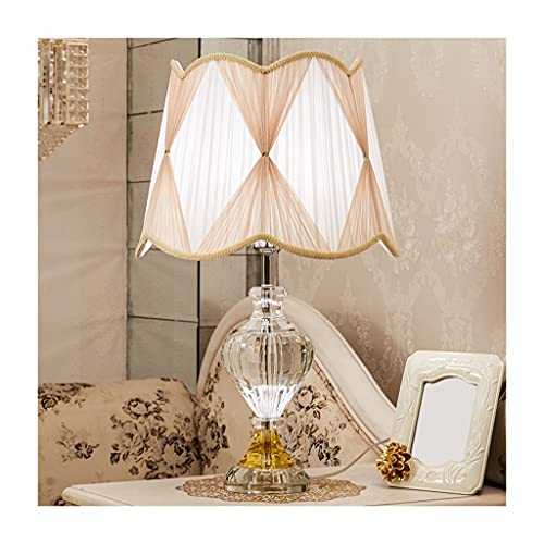 HONGYIFEI2021 Lamp Crystal Table Lamp Creative Fashion Bedroom Living Room Study Decoration Lamp Two-color Fabric Lampshade Bedside Table Dimming Lamp Living Room