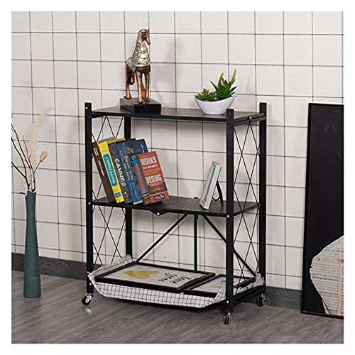TFJJSQA Special/Simple Shelving Units, Heavy Duty Shelving, Garage Storage Units, Wide Folding Metal Shelf with Caster Wheels, Plant Stand for Garage, Kitchen, Home, Office, NO NEED ASSEMBLY