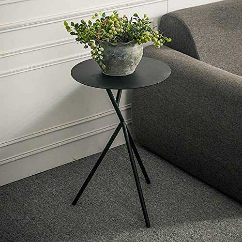 SHUMEISHOUT Furniture Coffee Table, Small Coffee End Table, Metal Round Coffee Tea Snack Side End Table Sofa Bedside Hallway Furniture Bedroom Living Room 38 * 57CM (Color : Black)