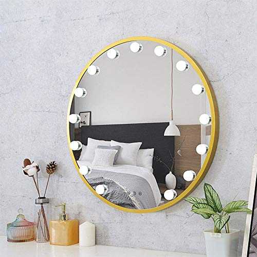 Wall-mounted LED makeup mirror round large mirror with bulb, bathroom vanity mirror, wash basin fill light mirror 40 * 40/50 * 50/60 * 60cm touch three-color light mirror