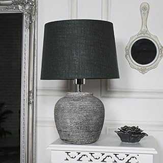 Melody Maison Rustic Grey Stone Round Table Lamp