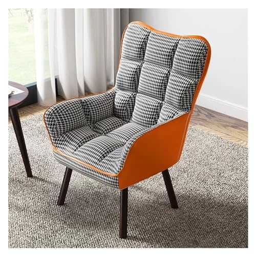 Armchair Accent Tub Chair Lounge Chair Leisure Sofa Chairs with Solid Wood Legs,Fabric Upholstered High Back Lounge Chair Reading Chair for Living Room ( Color : Orange , Size : Without Ottoman )