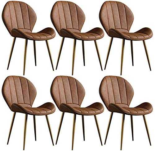 QMMD Kitchen Dining Room Furniture Chairs Dining Chairs Set Of 6 Microfiber Leather Back Golden Metal Legs Retro Kitchen Chairs For Restaurant Modern Office Reception Chairs (Color : A)