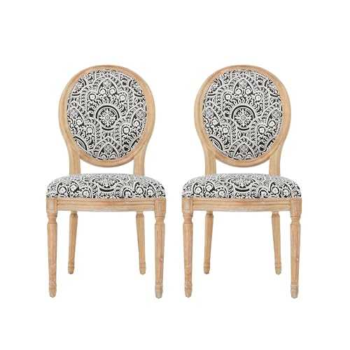 Christopher Knight Home Phinnaeus Fabric Dining Chair (Set Of 2), Black/White