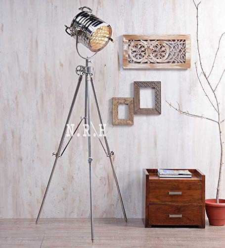 Industrial Floor Lamps for Living Room, Farmhouse Tripod Lamp for Bedrooms Vintage Steampunk Adjustable Stand Chrome Finish