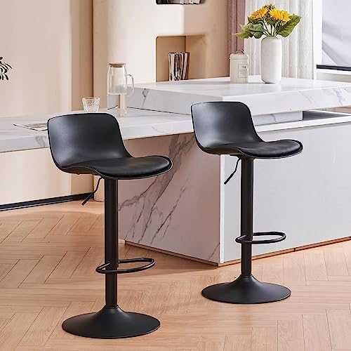 YOUNIKE Furniture Modern Design BarStools with Adjustable Height and 360° Rotation,Ergonomic Streamlined Polypropylene High Bar stools for Bar Counter, Kitchen and Home (Set of 2, Black)