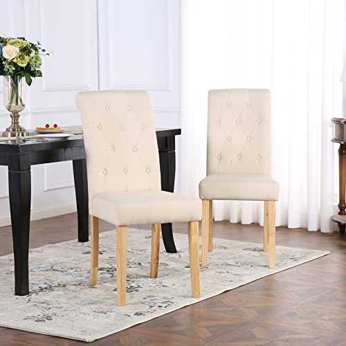 The Home Garden Store Set of 2 Kensington Fabric Dining Chairs Scroll High Back (Cream)
