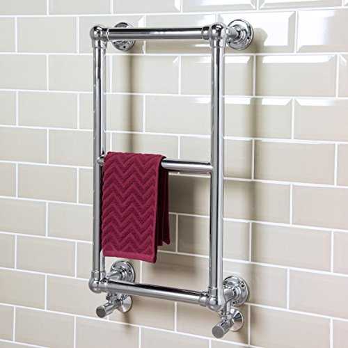 Traditional Style Bathroom Heated Warming Towel Rail Radiator Rad - 700 x 400 mm - Chrome - 10 Yr Guarantee