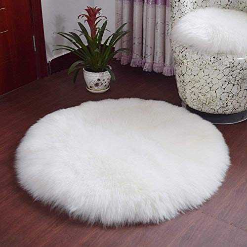 bedee Faux Fur Rug Soft Fluffy Rug, Shaggy Rugs Faux Sheepskin Rug Faux Fleece Chair Cover Seat Pad for Living Room Bedrooms Sofa Floor Carpet Kids Room (White, 90 x 90cm)