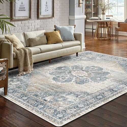 YOUFORTONG Washable 6x9 Area Rug - Stain Resistant Rugs for Living Room Anti Slip Backing Rug Carpet for Bedroom Low-Pile and Ultra Soft Area Rugs (Blue, 6x9)