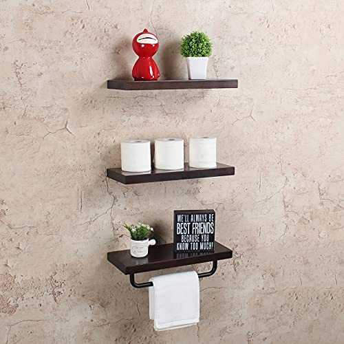 Floating Shelves Wall Mounted - Set of 3 Display Ledge Shelves Wide Panel 7.6in Deep, Perfect for Bedroom, Bathroom, Living Room and Kitchen Storage