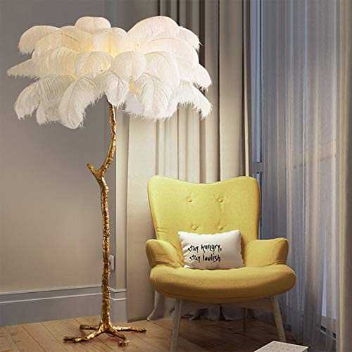 Ylight Modern Luxury Ostrich Feather Floor Lamp Nordic Decoration Home Resin Standing Lamp Three Color Dimmable, For Villa, Home, Hotel Floor Lighting (white)