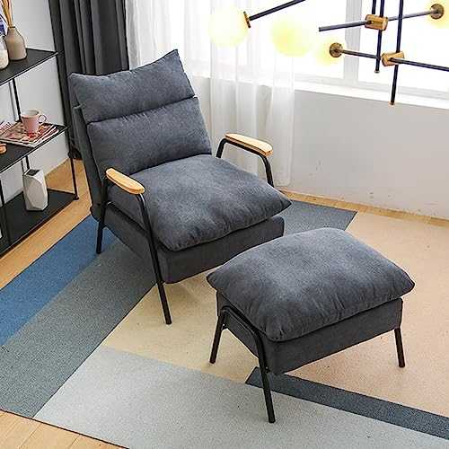 Modern Armchair Single Sofa Chair with Footrest, 90-180° Multi-Position Recliner and Ottoman, Metal Frame, Recliner for Bedroom/Office/Hosting (Color : Style 7)