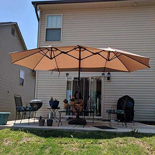 PARASOL 4.6X2.7m rectangular, double-sided rain-proof garden, hand-cranked double, without base (khaki, red, green)