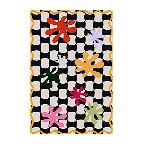 swq Checkerboard Carpet, Cute Bedside Blanket Non-slip Summer Sleep Sit Decorative Crawling Mat Rugs,in Living Room Bedroom Fluffy (Color : Style1, Size : 6.6 * 9.5feet)