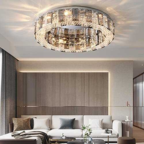 Modern Ceiling Lights for Bedroom Smoke Gray Crystal Indoor Lighting Bedroom E14 Round Ceiling lamp Light Fixtures