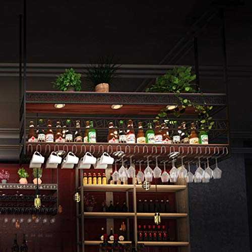 LIYANJJ Industrial 2-Tier Wine Racks Adjustable Height Ceiling-Style Vintage Wine Bottle Holder Stemware Holder to Hang Cocktail or Champagne Flutes for Kitchen, Bar, Pubs or Restaurants Rack