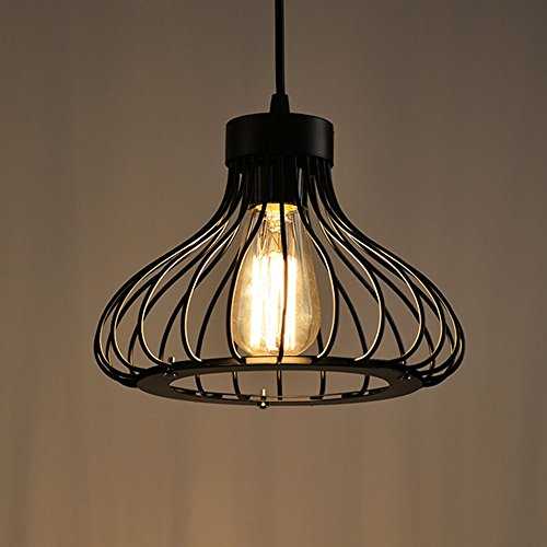 Industrial Retro Cage Ceiling Pendant Light, Shades Metal Basket Lamp, Vintage Rustic Black Wire Cage Guard Hanging Lighting Fixture for Kitchen Island Loft Restaurant