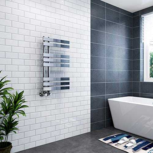 WarmeHaus 800 x 450 mm Chrome Flat Designer Heated Towel Rail Radiator - Best for any Bathroom & Kitchen
