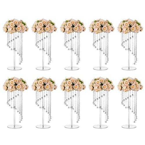 Nuptio Flower Vases Wedding Centrepieces - 10 Pcs 60cm Tall Acrylic Vase Stand for Crystal Centerpiece Table Decorations - Elegant Geometric Flowers Stands for Party Weddings Birthday Home Decor