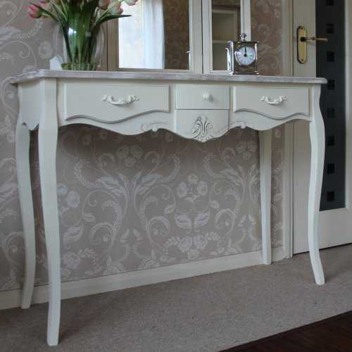 Cream Shabby French Chic Wooden Console Dressing Table with Three Drawers - Perfect Tables For Any Hallway, Living Rooms, Dining Room, Conservatory and Bedroom