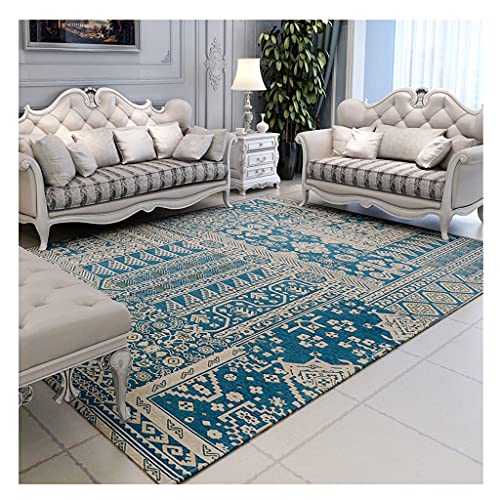 KTNG Arpet, 4.6'×6.6' Retro Blue Bedside Blanket Washable Sleepable Crawling Floor Mat Decorated Furry Rugs,in Living Room Bedroom Washable (Color : Style1, Size : 6.6 * 9.5feet)
