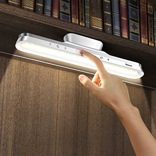 Baseus Magnetic LED Light, Dimmable Light Bar with Touch Control, Rechargeable Light with Steplessly Dimmable 3 Color Modes for Eye Protection, Magnetic Light Bar for Reading Mirror Makeup Wardrobe