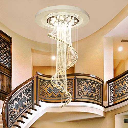 AIBAB Stairs spiral staircase chandelier lamp long chandelier modern minimalist duplex villa House floor large living room crystal chandelier Home Decoration 9 lights