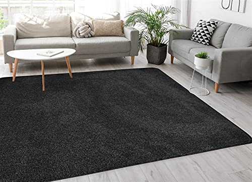 Modern Style Rugs - Relay Classic Charcoal, Dark Grey Large Rug. Sustainable, Recycled, Environmentally Friendly 200x290cm (6ft 6 inch x 9ft 5inch)