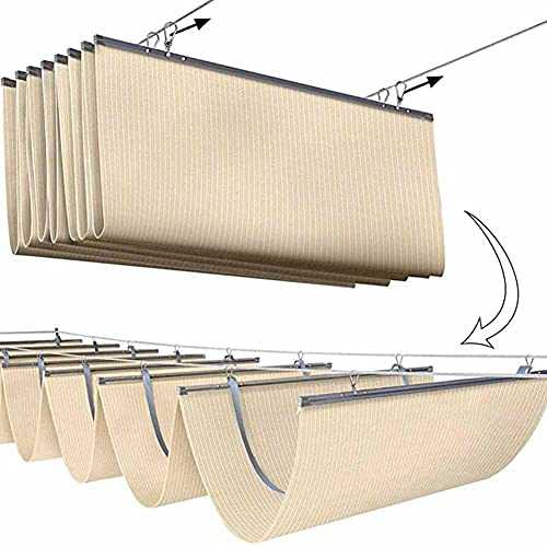 GZHENH Retractable Pergola Canopy, Wave Shade Cover, Outdoor Roll Up Shade, Slide Shade Breathable Shading Panel,customizable (Color : Beige, Size : 1.2x11m)