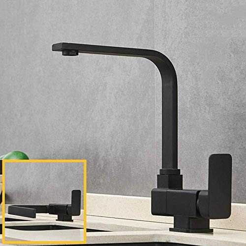 Black Kitchen Tap Mixer for Kitchen Sink, Kitchen Faucet 360 Degree Under Window Swivel 304 Stainless Steel Cold and Hot Single Handle Single Hole Taps (Black E)