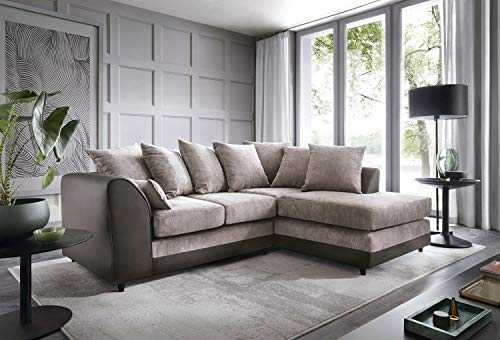 Abakus Direct Dylan Byron Corner Group Sofa Brown and Beige Right or Left (Corner Right)