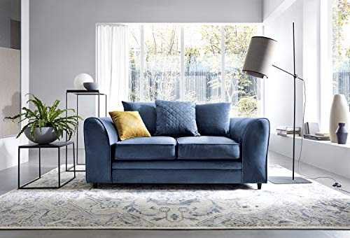 Chicago Corner Sofa Settee Right or Left in Dark Blue Water Repellent Velvet Fabric (2 Seater)