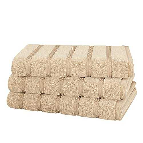 Nella Milan 3 Pack Large Jumbo Bath Sheet 100% Egyptian Cotton Towel Set Towels Super Soft (Beige)