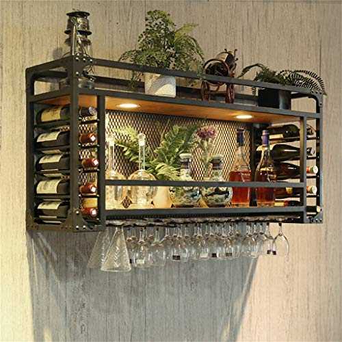 LIYANJJ Rustic Wall Mounted Champagne Glass Rack 2 Tiers Red Wine Glasses Holder Holds Any Type of Stemware Glassware Wine Glasses and Flutes Rack