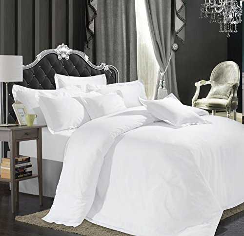 Sapphire Collection Egyptian Cotton 800 ''TC Hotel White Bedding Set Duvet Cover Solid (King)