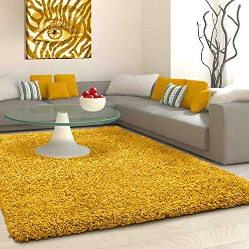 SHAGGY RUG Rugs Living Room Large Soft Touch 5cm Thick Pile Modern Bedroom Living Room Area Rugs Non Shed (Ochre Mustard Yellow, 120cm x 170cm (4ft x 6ft))
