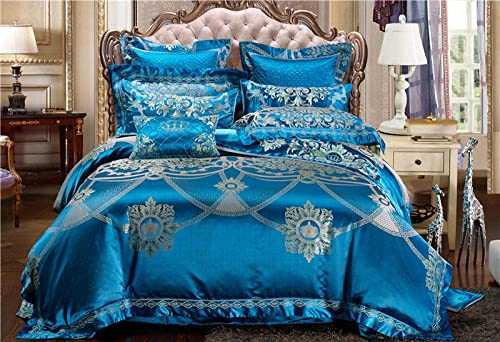HJRBM Luxury Jacquard 4/6/9pcs Silk Cotton Bedding Set Duvet Cover Bedspread Pillowcase Bed Linen,2,King Size 4pcs (Natural King Size 6pcs)