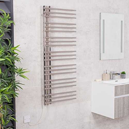 WarmeHaus Designer Bathroom Electric Heated Towel Rail Rad Ladder Radiator Kit 1250 x 500mm Chrome